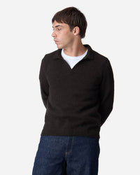 3sixteen Long Sleeve Knit Polo - Bark Boucle | 3sixteen Polo Shirts | JEANSTORE