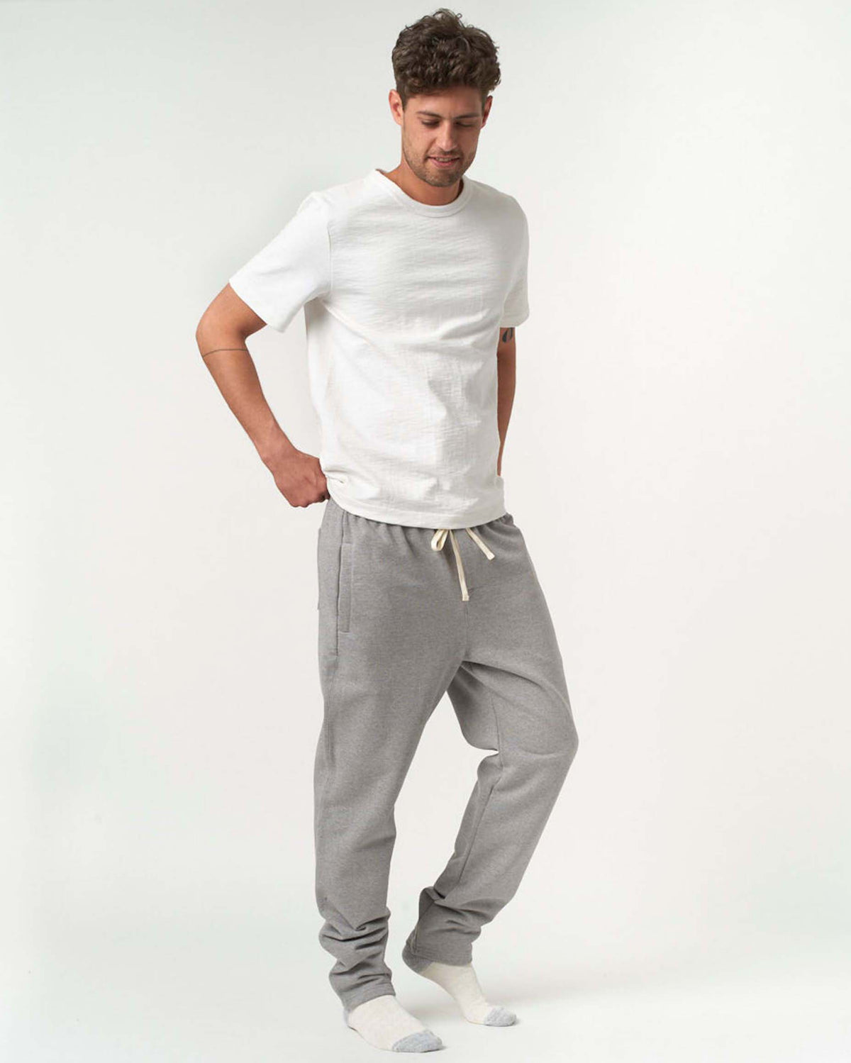 Merz b. Schwanen 3S50 14.8oz Classic Fit Heavyweight Sweatpants - Grey Melange