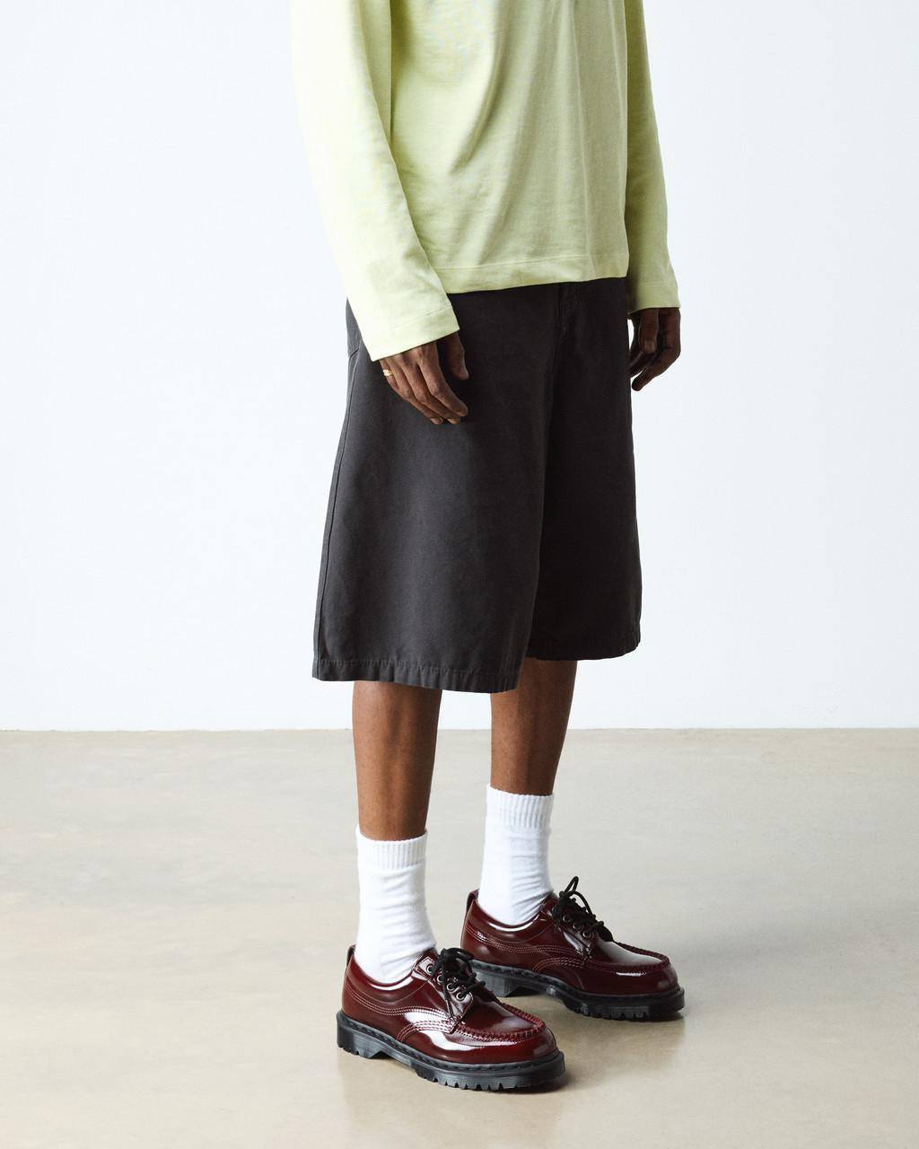 Dr Martens Archive Lowell 4-Eye Moc Toe Shoe - Cherry Red Laquered Leather