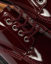 Dr Martens Archive Lowell 4-Eye Moc Toe Shoe - Cherry Red Laquered Leather