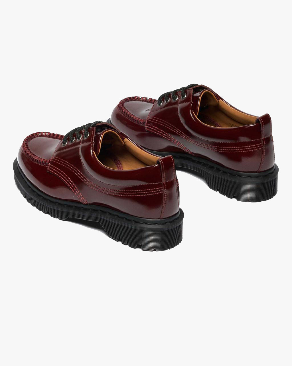 Dr Martens Archive Lowell 4-Eye Moc Toe Shoe - Cherry Red Laquered Leather
