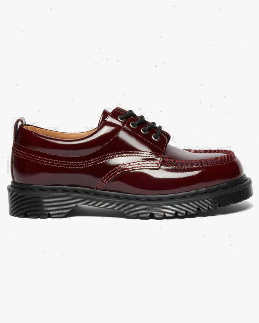 Dr Martens Archive Lowell 4-Eye Moc Toe Shoe - Cherry Red Laquered Leather