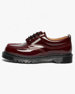 Dr Martens Archive Lowell 4-Eye Moc Toe Shoe - Cherry Red Laquered Leather