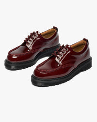 Dr Martens Archive Lowell 4-Eye Moc Toe Shoe - Cherry Red Laquered Leather
