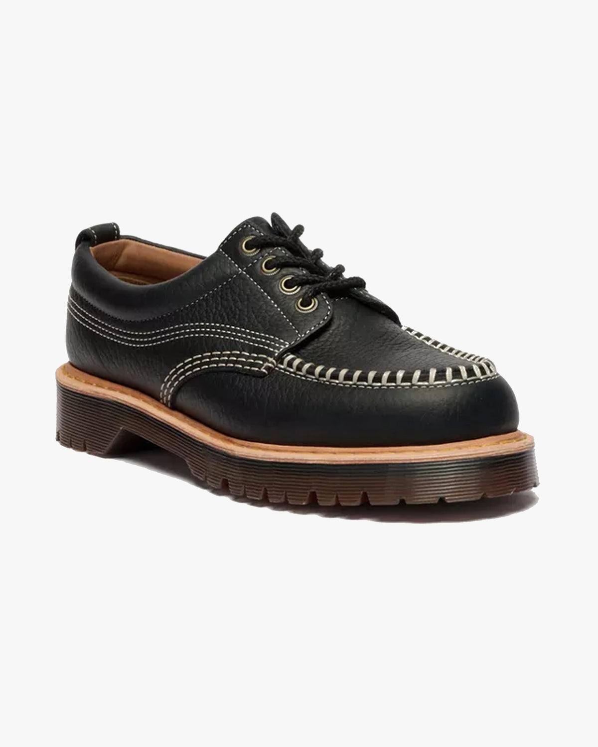 Dr Martens Archive Lowell 4-Eye Moc Toe Shoe - Black Wild Grain | Dr Martens Shoes | JEANSTORE