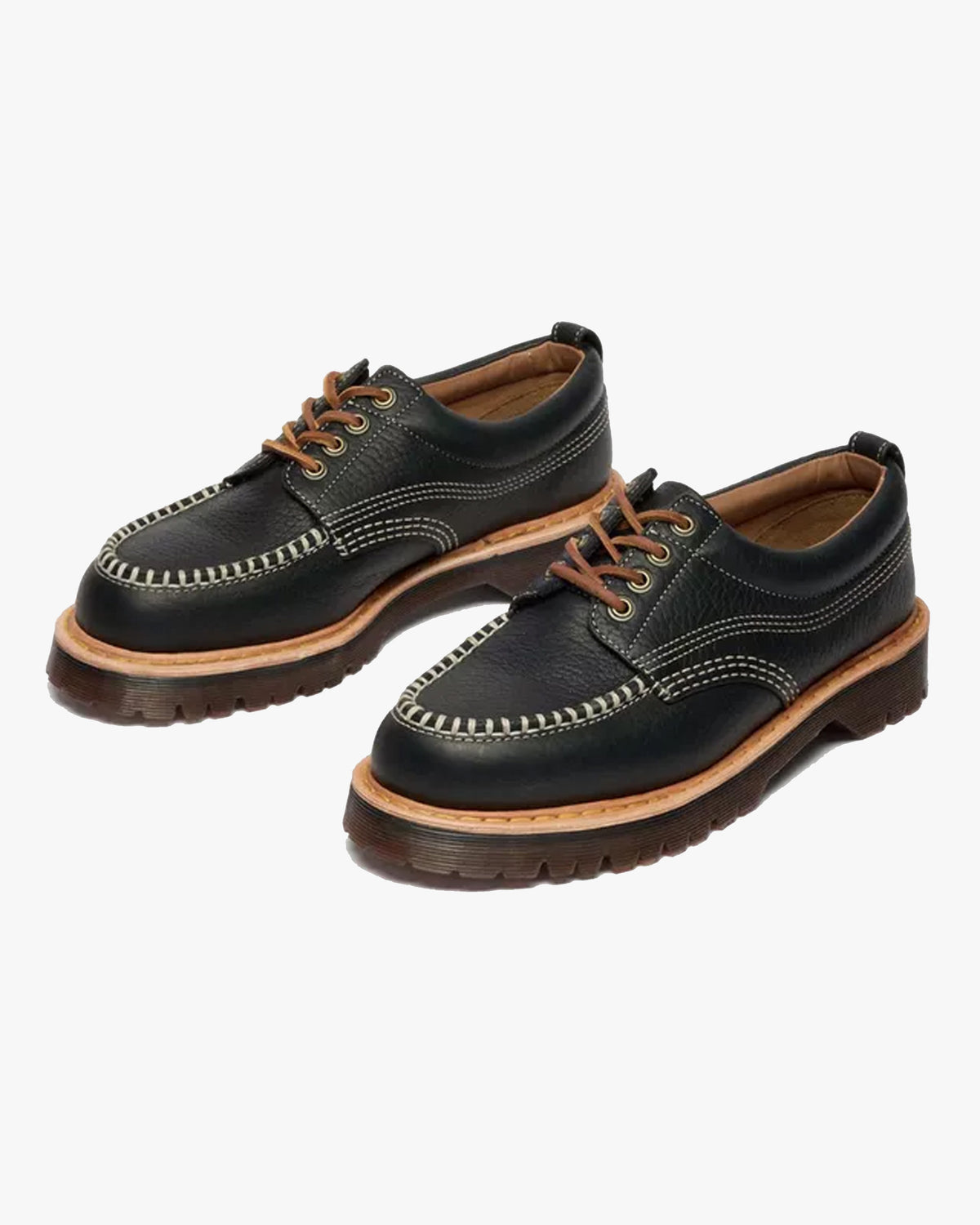 Dr Martens Archive Lowell 4-Eye Moc Toe Shoe - Black Wild Grain | Dr Martens Shoes | JEANSTORE