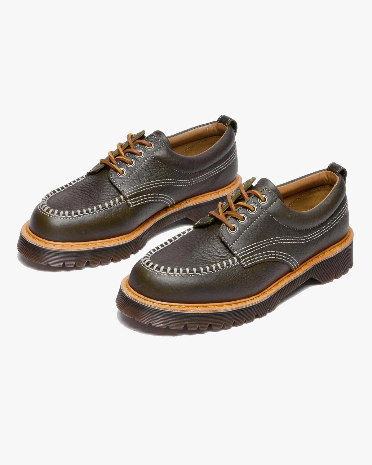 Dr Martens Archive Lowell 4-Eye Moc Toe Shoe - Olive Wild Grain | Dr Martens Shoes | JEANSTORE