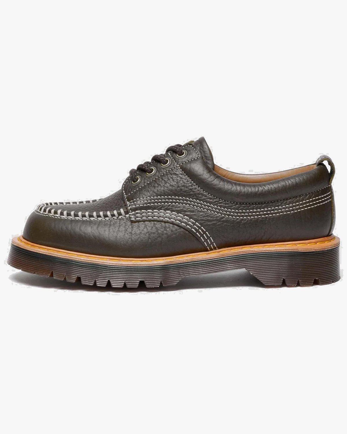 Dr Martens Archive Lowell 4-Eye Moc Toe Shoe - Olive Wild Grain | Dr Martens Shoes | JEANSTORE