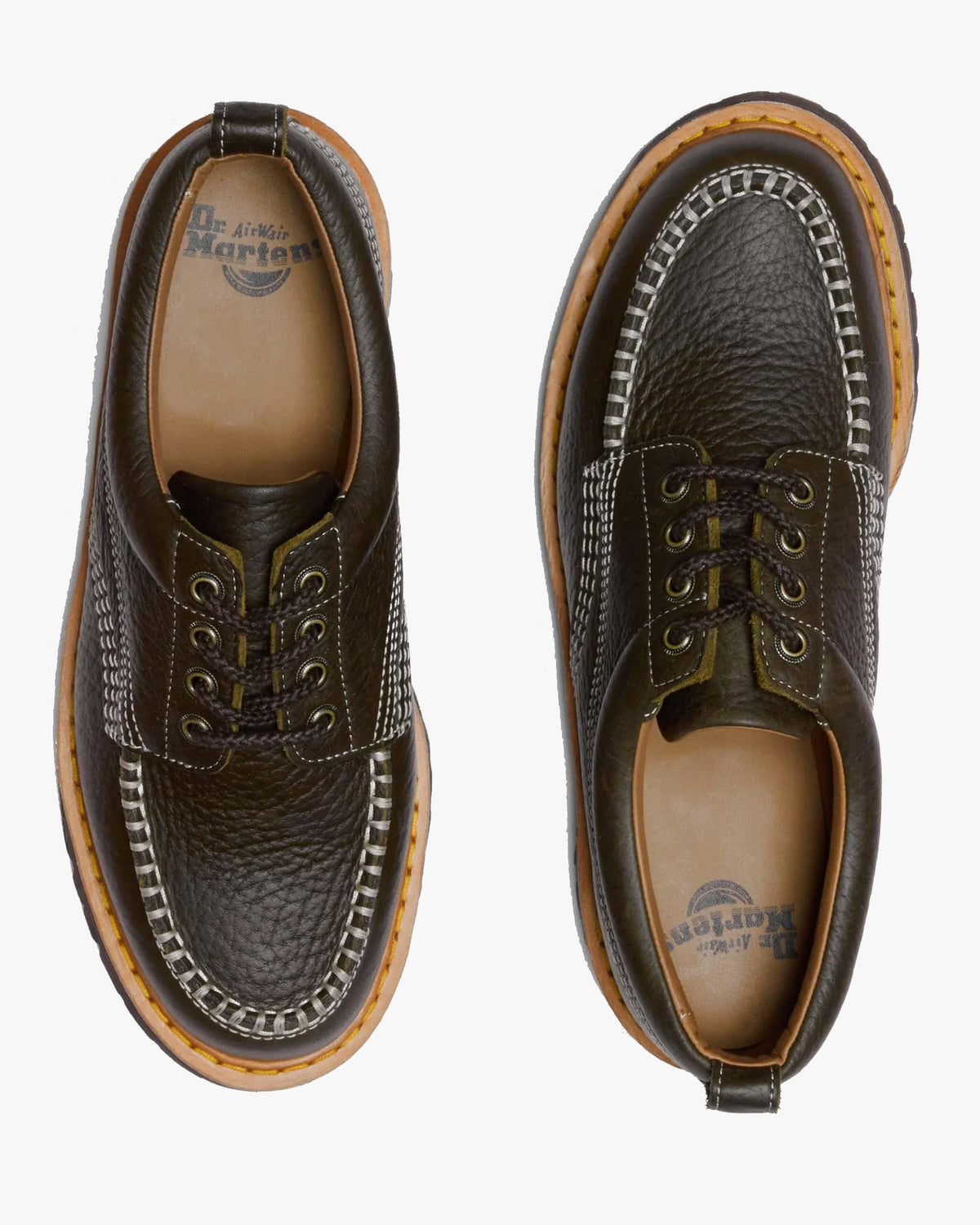 Dr Martens Archive Lowell 4-Eye Moc Toe Shoe - Olive Wild Grain | Dr Martens Shoes | JEANSTORE