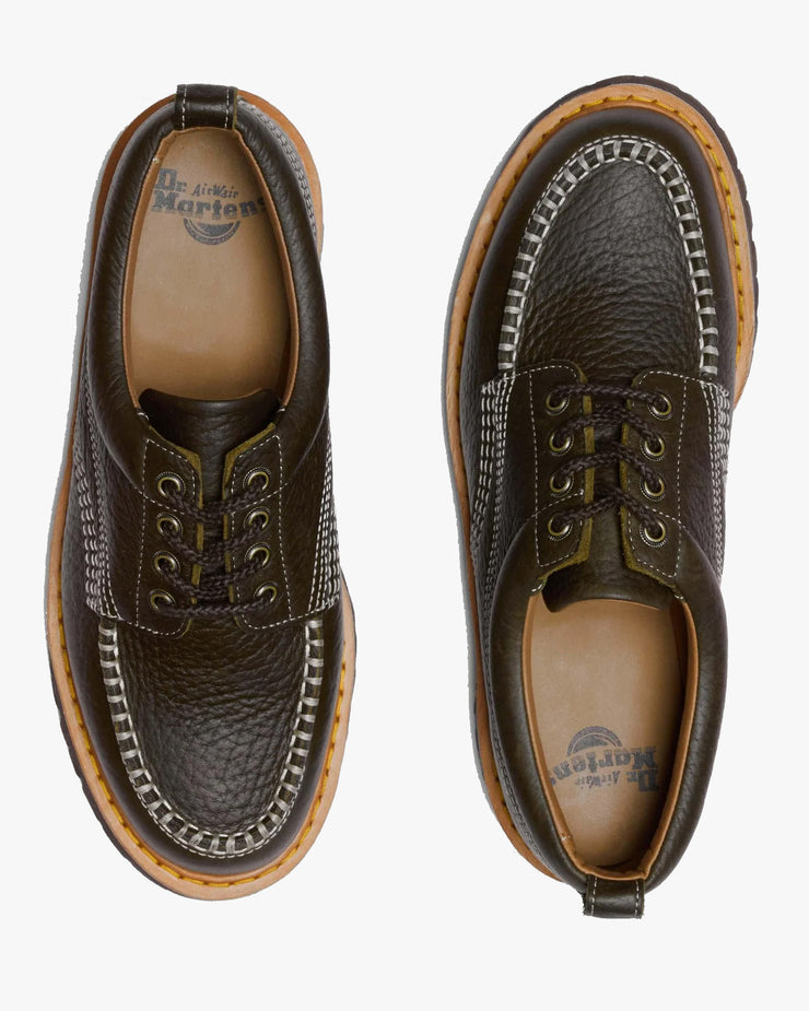 Dr Martens Archive Lowell 4-Eye Moc Toe Shoe - Olive Wild Grain