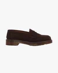 Dr Martens Made In England Delapre Penny Loafers - Brindle Brown Repello Calf Suede
