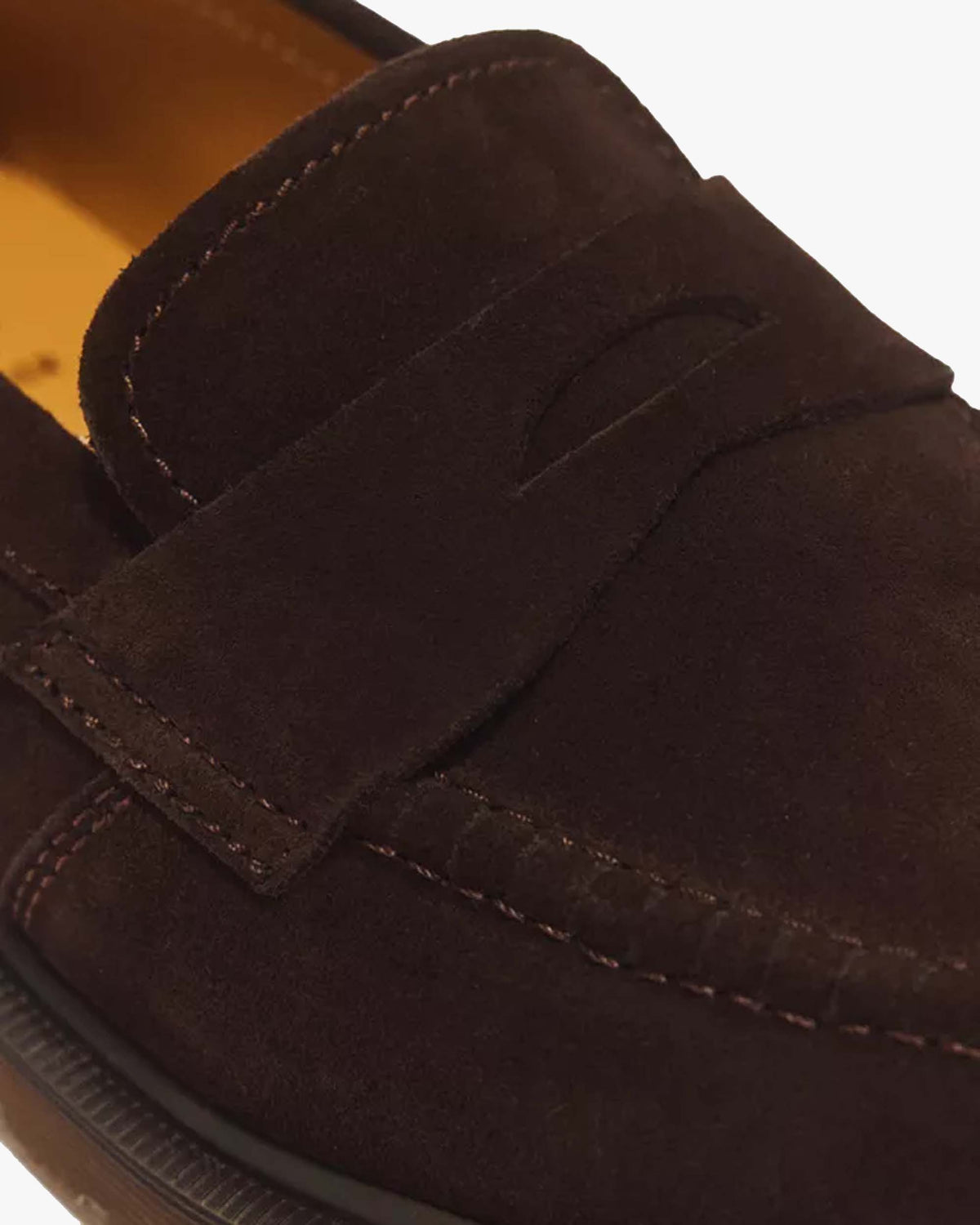 Dr Martens Made In England Delapre Penny Loafers - Brindle Brown Repello Calf Suede