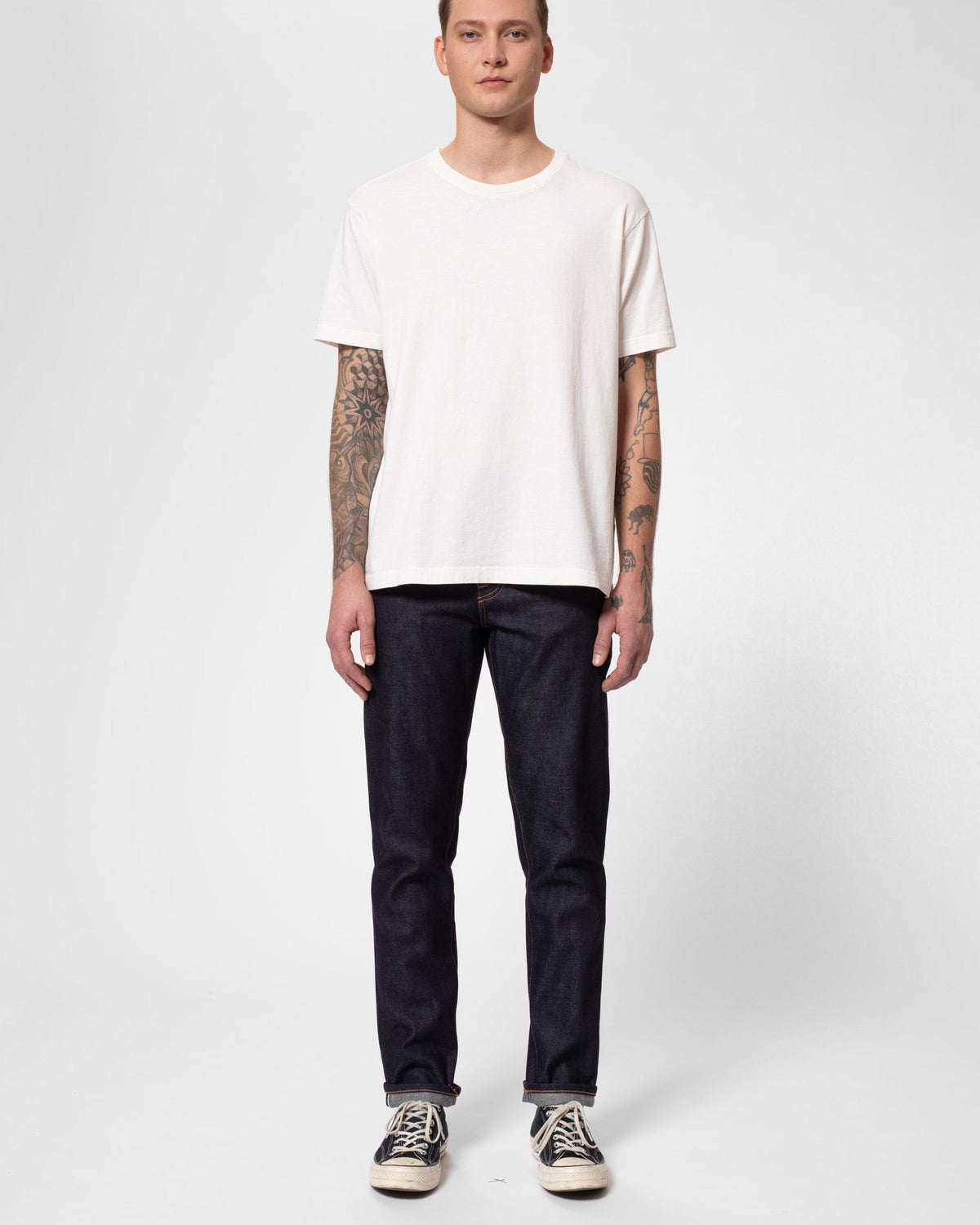 Nudie Steady Eddie II Regular Tapered Mens Jeans - Dry Ace Selvage | Nudie Jeans Jeans | JEANSTORE