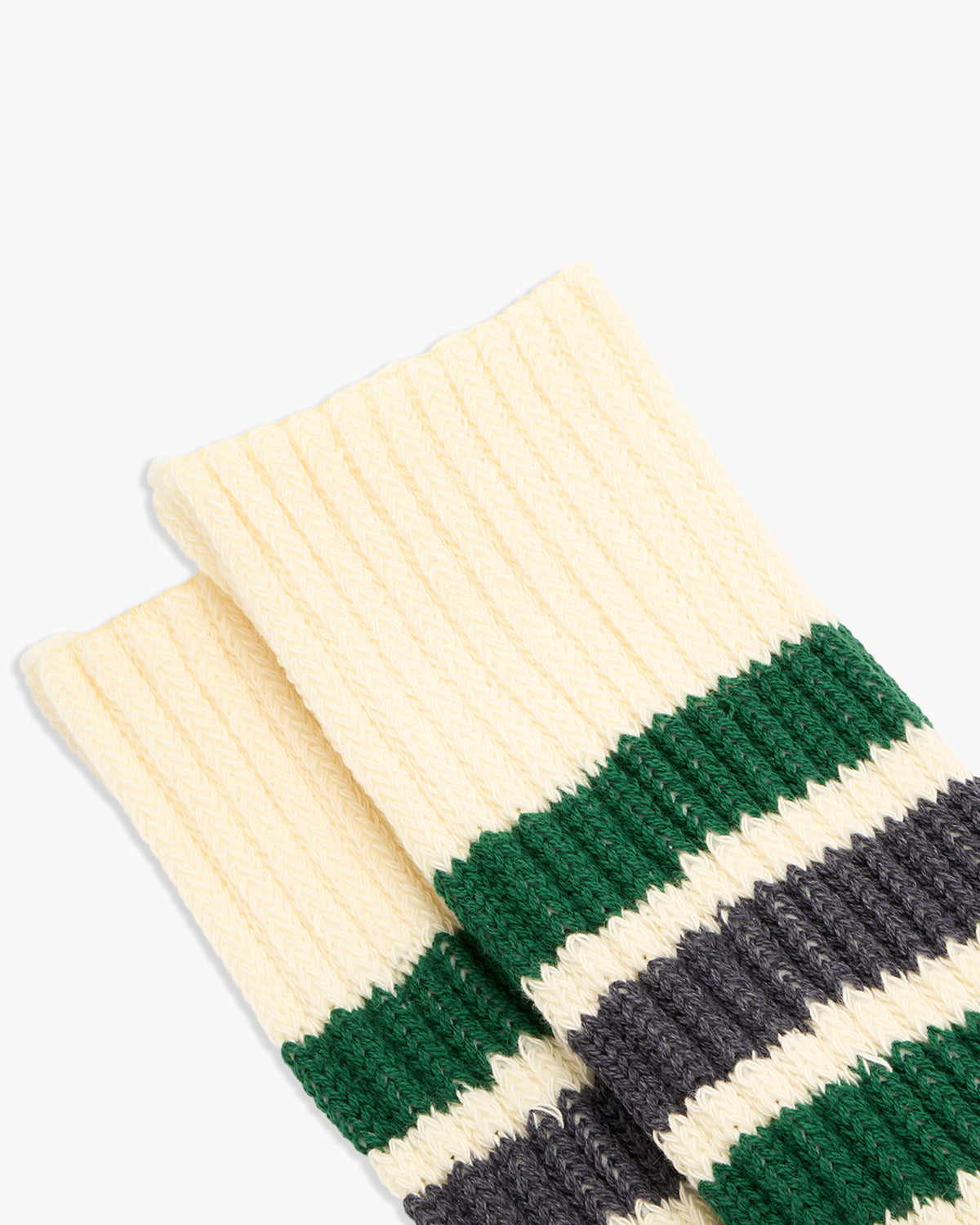 RoToTo R1255 Coarse Ribbed Oldschool Socks - Green / Charcoal | RoToTo Socks | JEANSTORE