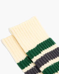 RoToTo R1255 Coarse Ribbed Oldschool Socks - Green / Charcoal | RoToTo Socks | JEANSTORE