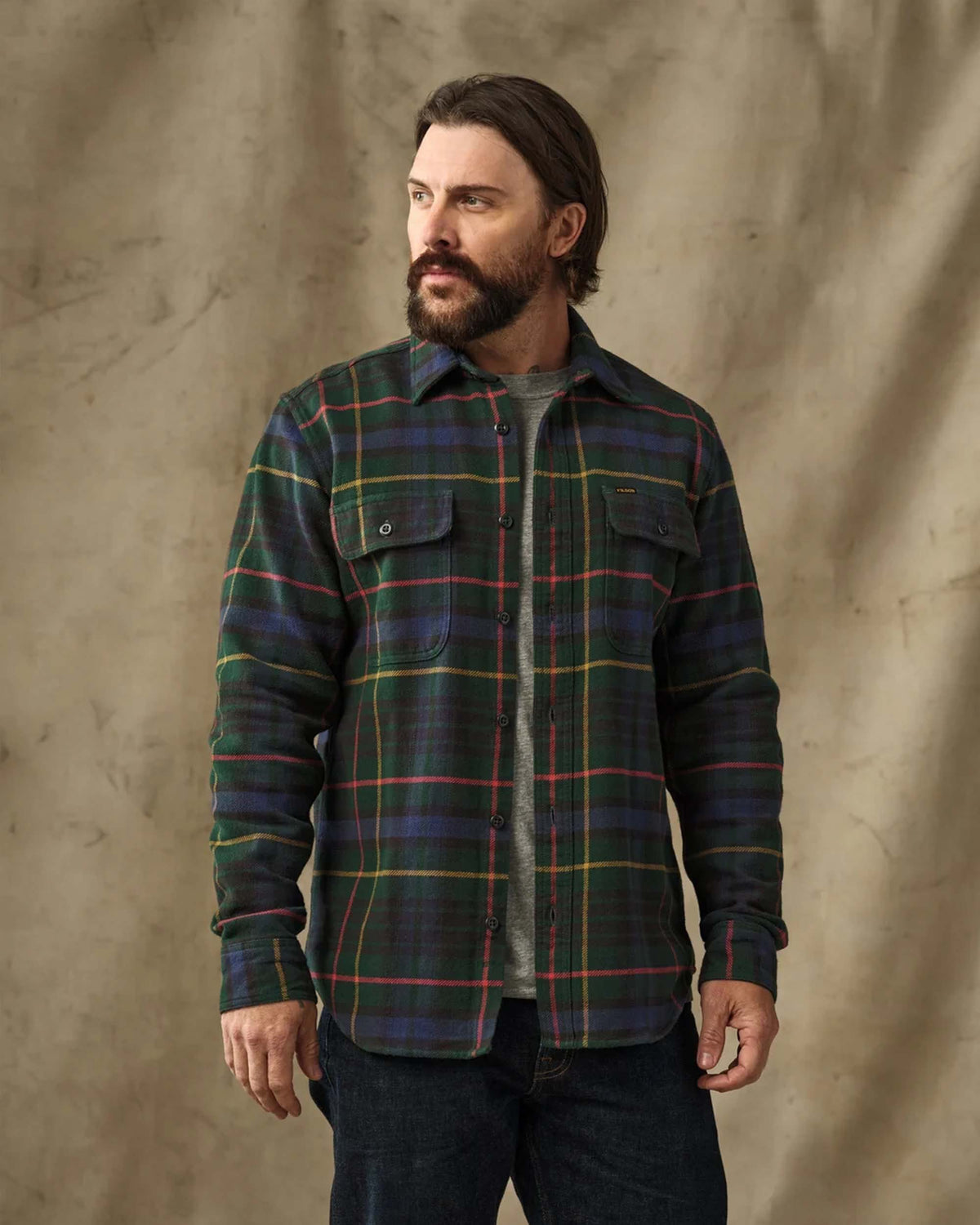 Filson Vintage Flannel Work Shirt - Green / Navy Plaid