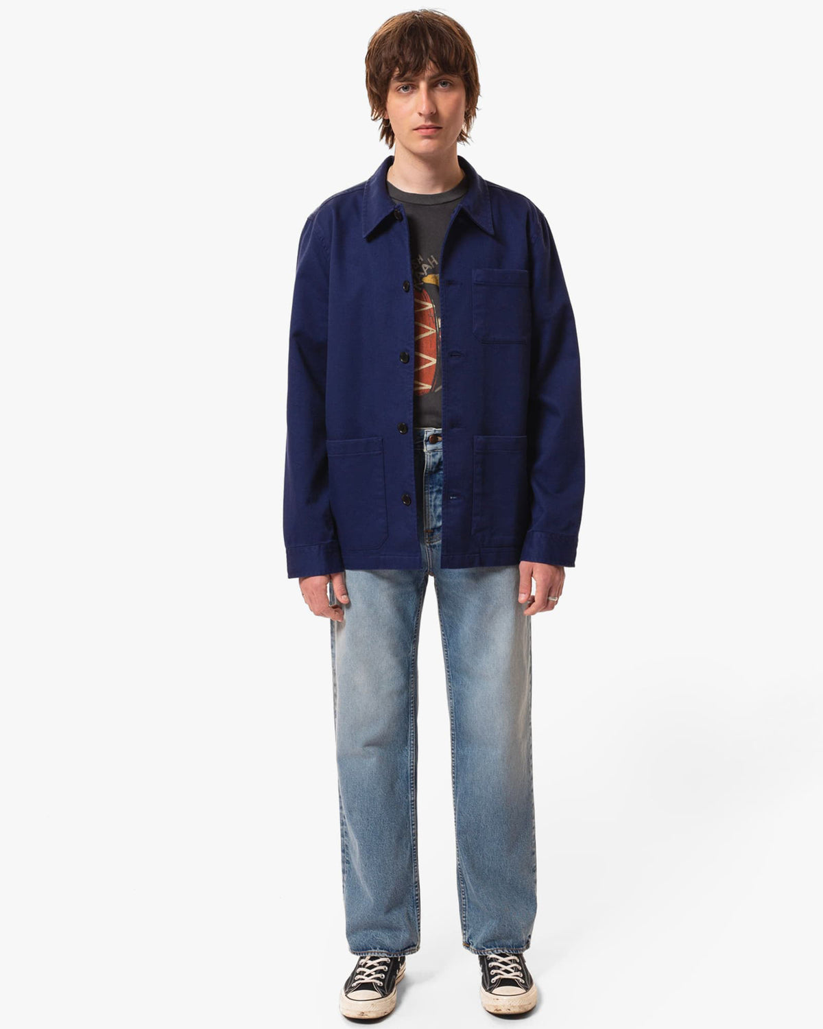 Nudie Jeans Barney Worker Jacket - Mid Blue | Nudie Jeans Jackets & Coats | JEANSTORE