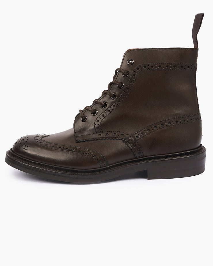 Trickers Stow Country Brogue Derby Boot - Espresso Burnished