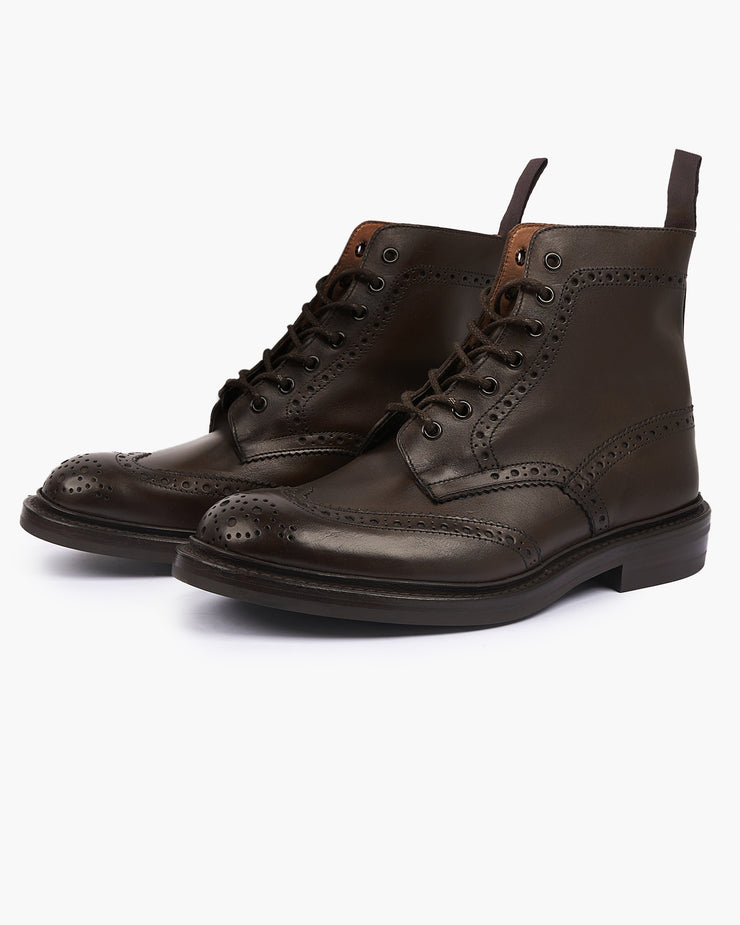 Trickers Stow Country Brogue Derby Boot Espresso Burnished Dainite