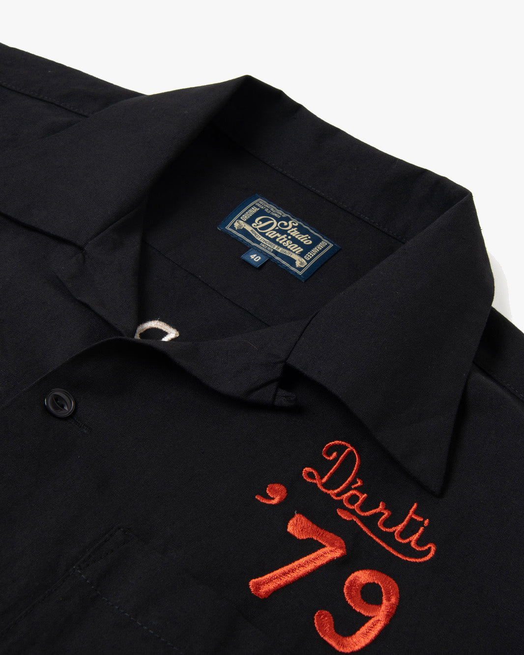 Studio D'Artisan 5743 Embroidered Bowling Shirt - Black