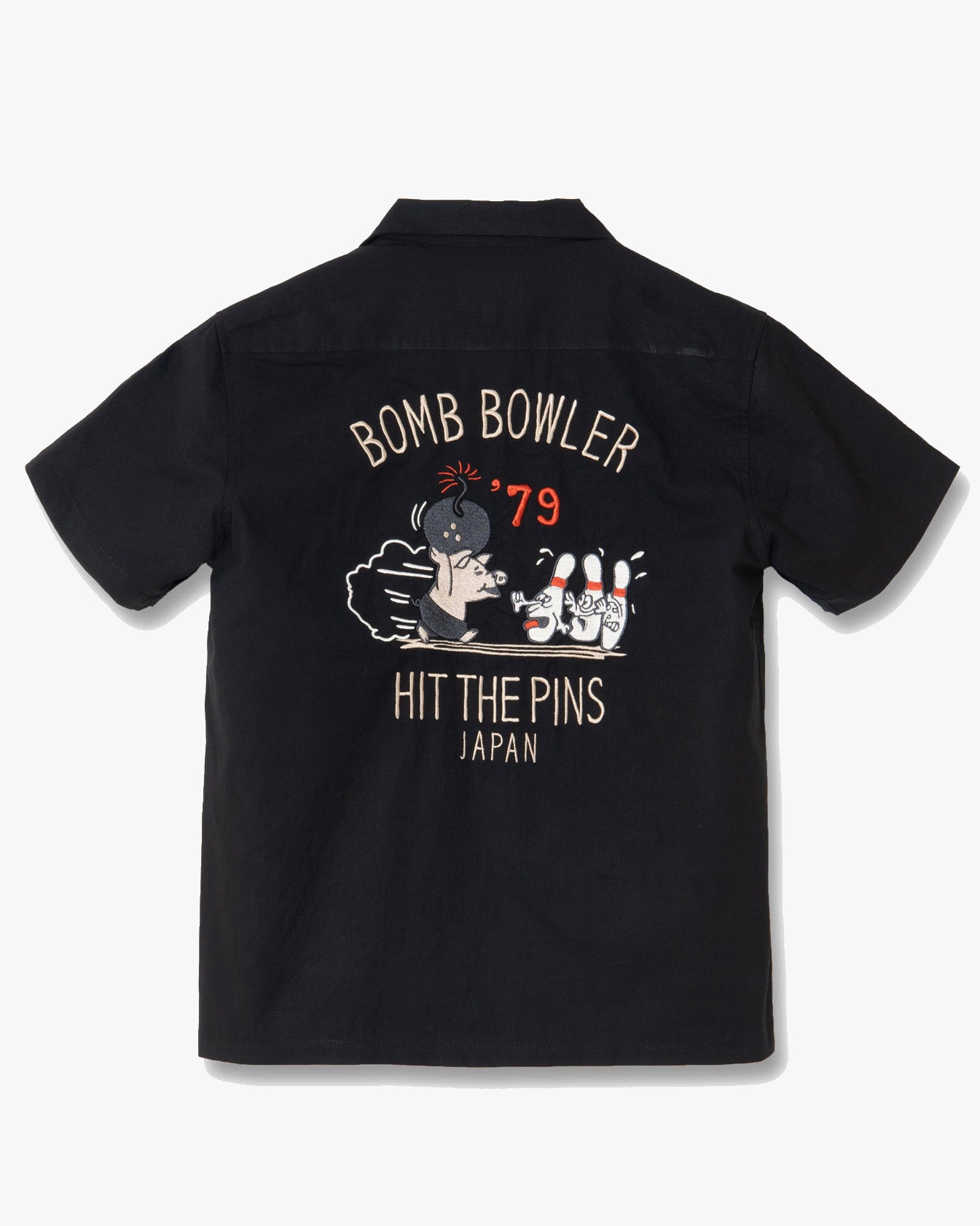 Studio D'Artisan 5743 Embroidered Bowling Shirt - Black