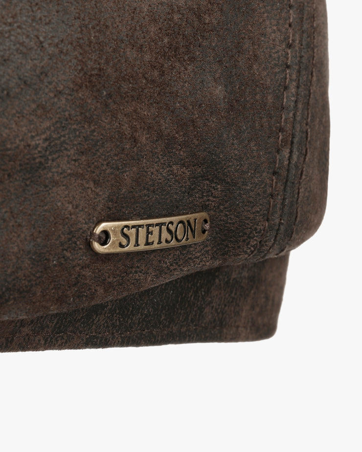 Stetson McCook 6-Panel Pigskin Flat Cap - Chocolate