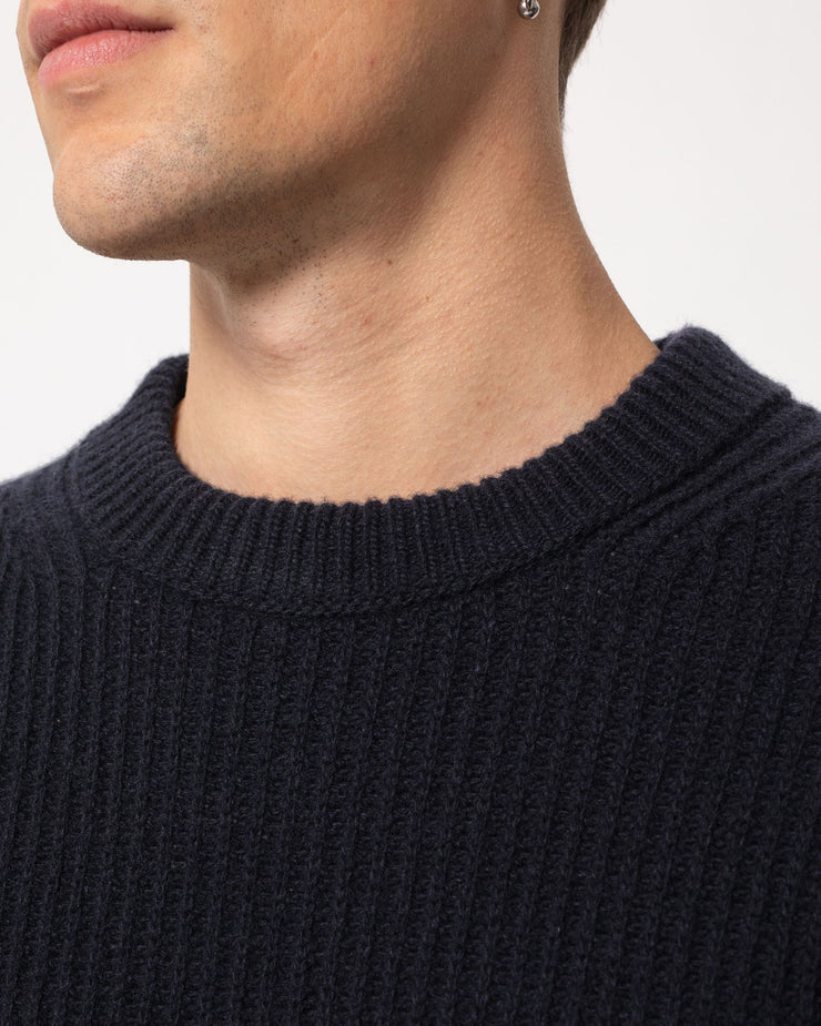 Nudie Jeans August Rib Wool Sweater - Navy | Nudie Jeans Sweaters & Knitwear | JEANSTORE