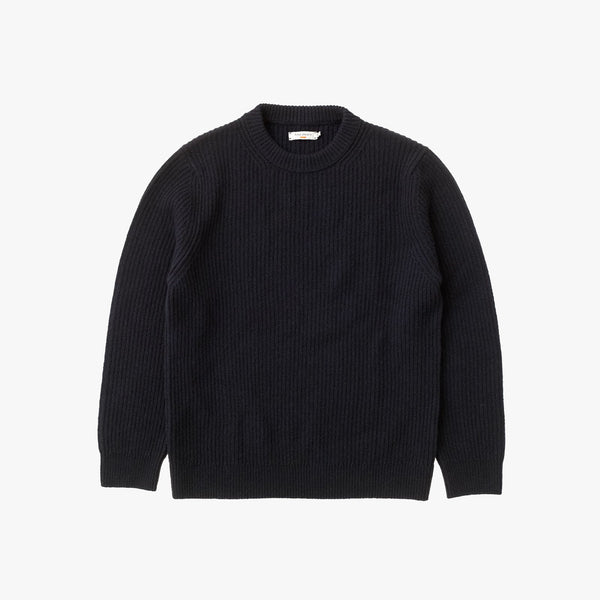 Nudie Jeans August Rib Wool Sweater - Navy | Nudie Jeans Sweaters & Knitwear | JEANSTORE