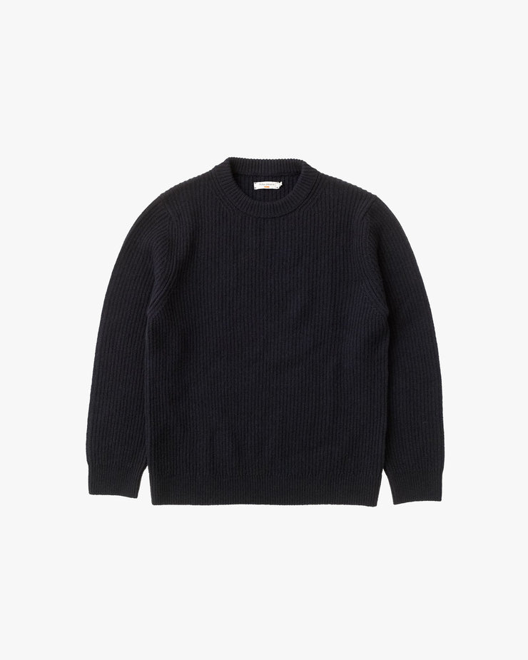 Nudie Jeans August Rib Wool Sweater Navy