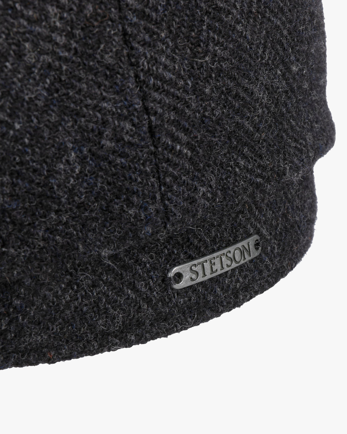 Stetson Hatteras Wool Herringbone Flat Cap - Dark Grey