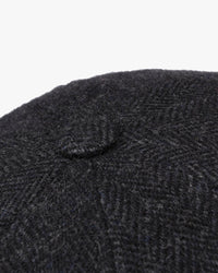 Stetson Hatteras Wool Herringbone Flat Cap - Dark Grey
