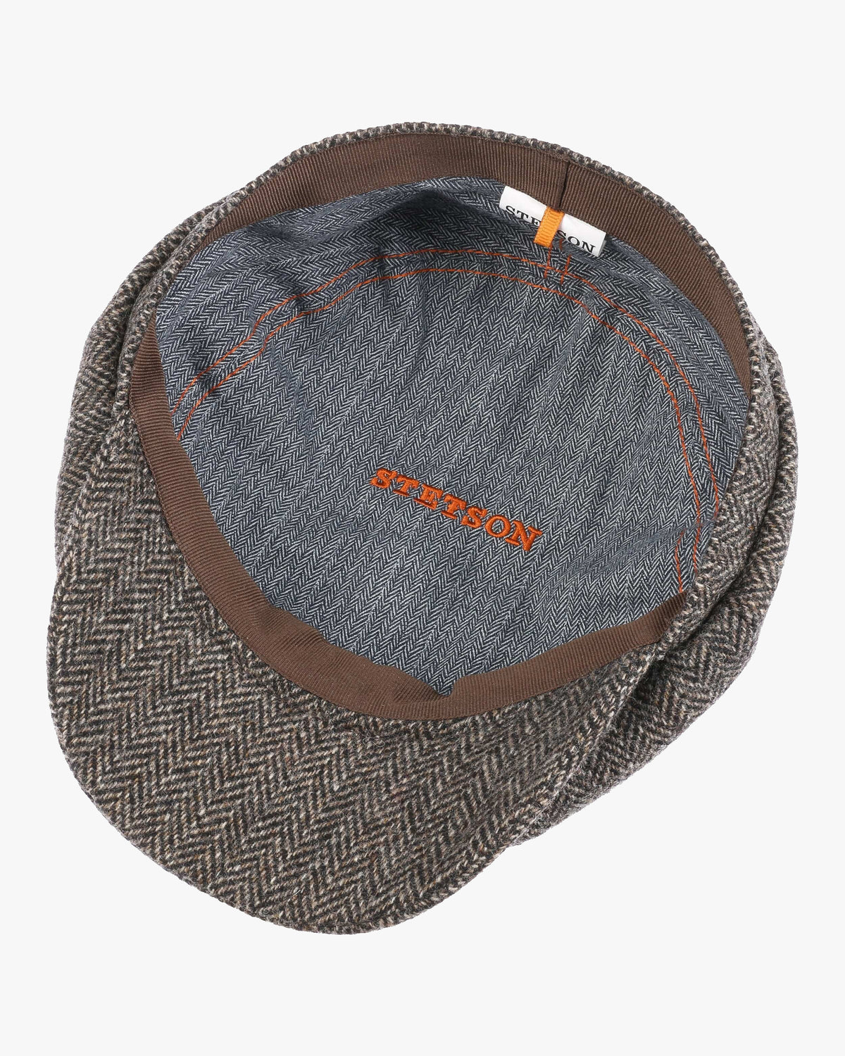Stetson Hatteras Wool Herringbone Flat Cap - Anthracite Melange