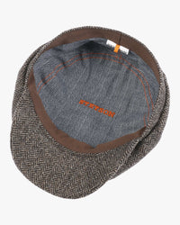 Stetson Hatteras Wool Herringbone Flat Cap - Anthracite Melange