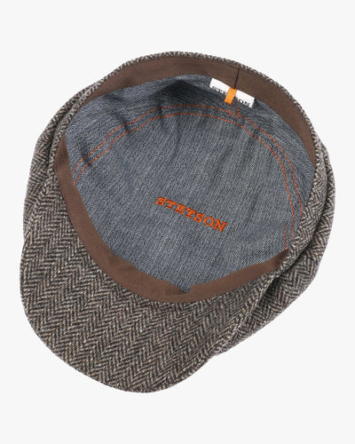 Stetson Hatteras Wool Herringbone Flat Cap - Anthracite Melange
