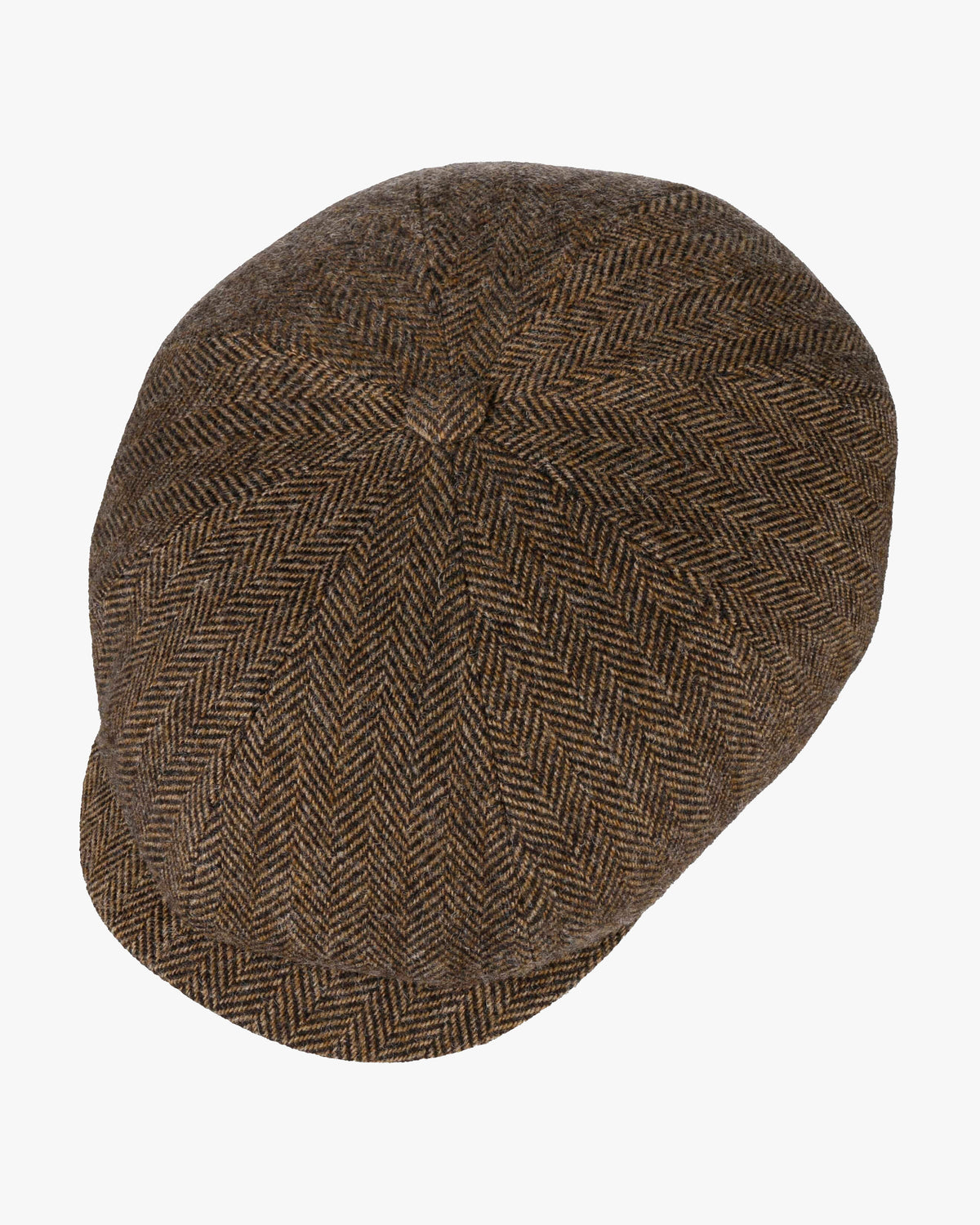 Stetson Hatteras Wool Herringbone Flat Cap - Brown Melange