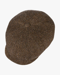 Stetson Hatteras Wool Herringbone Flat Cap - Brown Melange