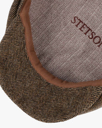 Stetson Hatteras Wool Herringbone Flat Cap - Brown Melange