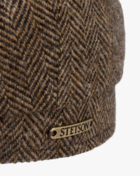 Stetson Hatteras Wool Herringbone Flat Cap - Brown Melange