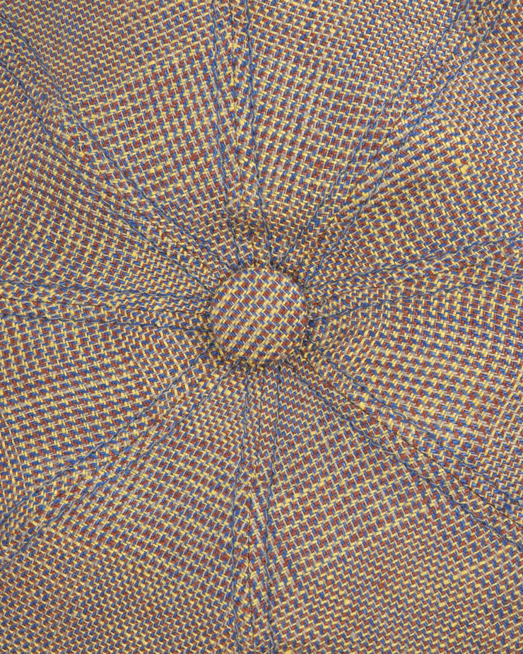Stetson Hatteras Linen Irregular Check Flat Cap - Khaki / Blue