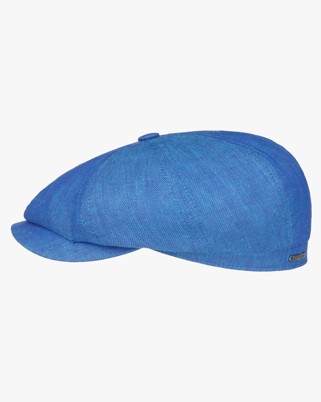 Stetson Hatteras Linen Herringbone Flat Cap - Blue