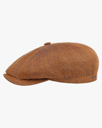 Stetson Hatteras Linen Herringbone Flat Cap - Reddish Brown