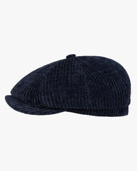 Stetson Hatteras Corduroy Jersey Flat Cap - Navy / Gun Metal