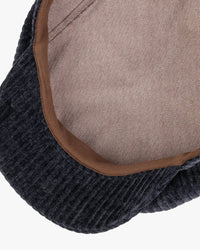Stetson Hatteras Corduroy Jersey Flat Cap - Navy / Gun Metal