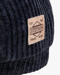 Stetson Hatteras Corduroy Jersey Flat Cap - Navy / Gun Metal