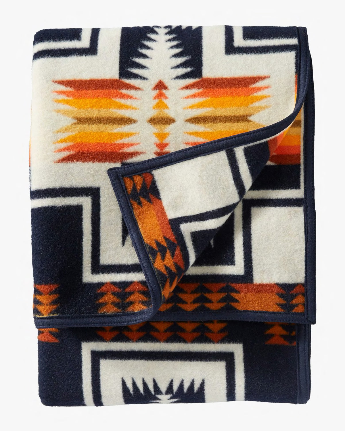 Pendleton Jacquard Napped Robe Wool Blanket - Harding Navy | Pendleton Miscellaneous | JEANSTORE