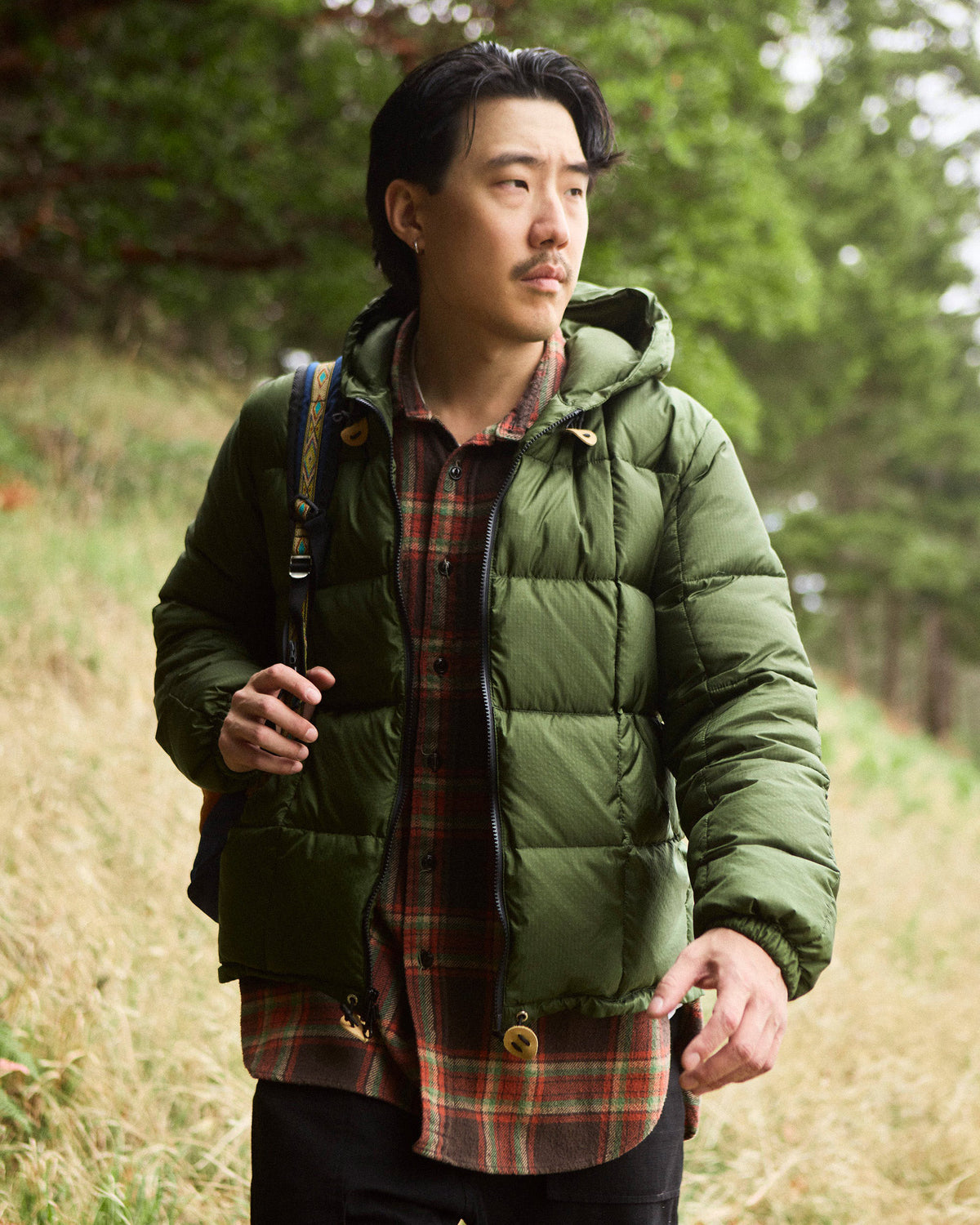 Crescent Down Works Ripstop Hooded Down Sweatshirt - Green