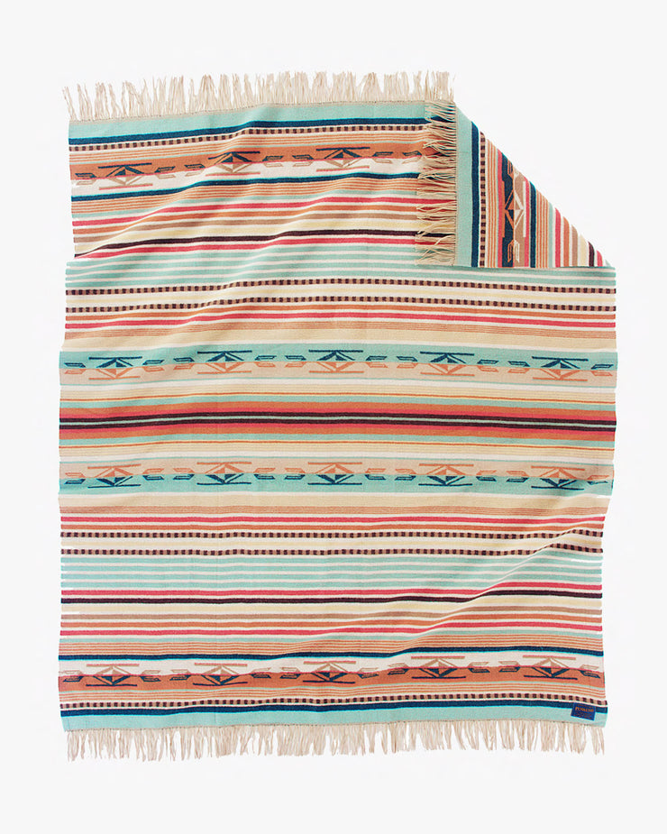 Pendleton Chimayo Wool Throw - Coral / Aqua Stripe