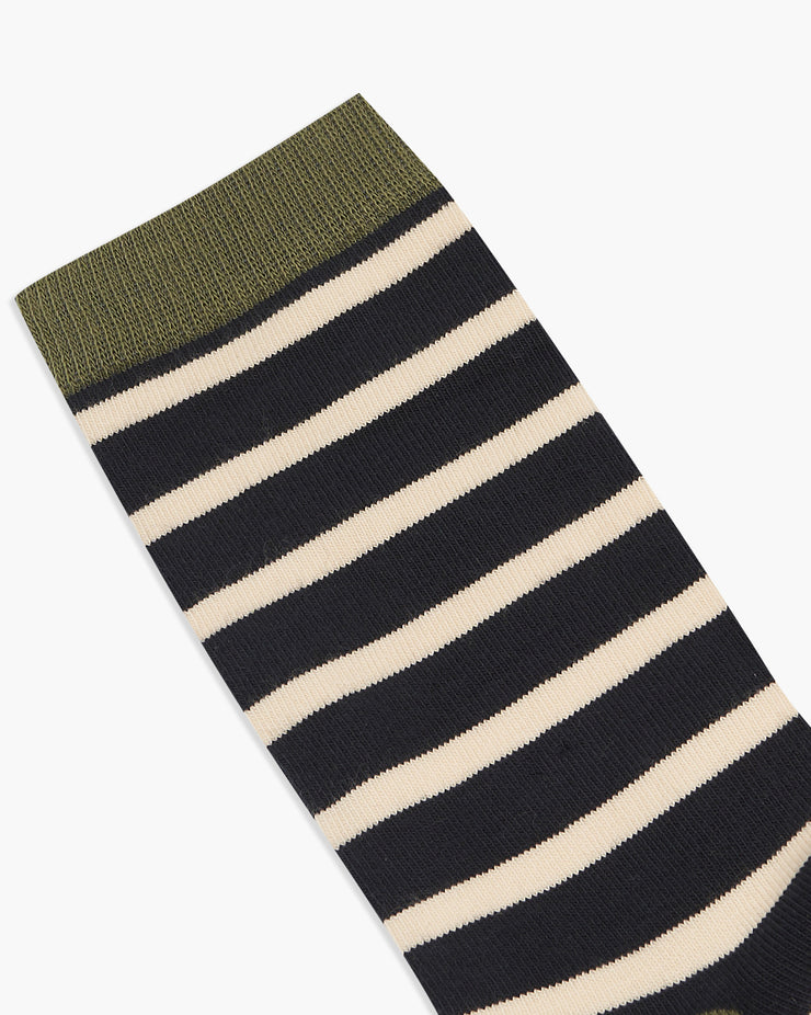 Armor Lux Heritage Striped Socks - Rich Navy / White / Olive