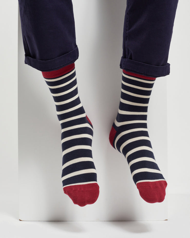 Armor Lux Heritage Striped Socks - Rich Navy / White / Red