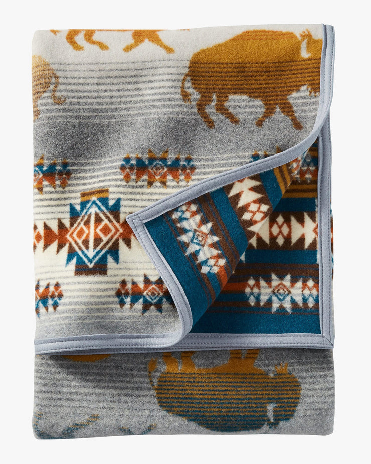 Pendleton Jacquard Napped Wool Throw - Prairie Rush Hour Grey